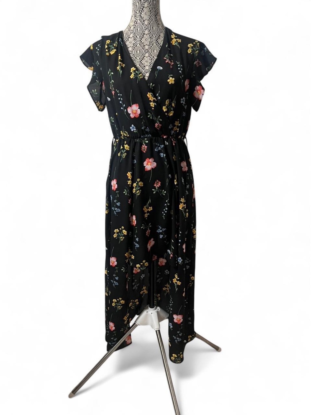 Emma & Michele Black Floral Midi Dress